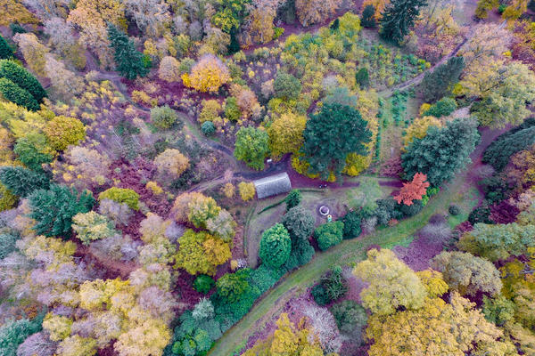 harcourt arboretum  autumn  barn  drone